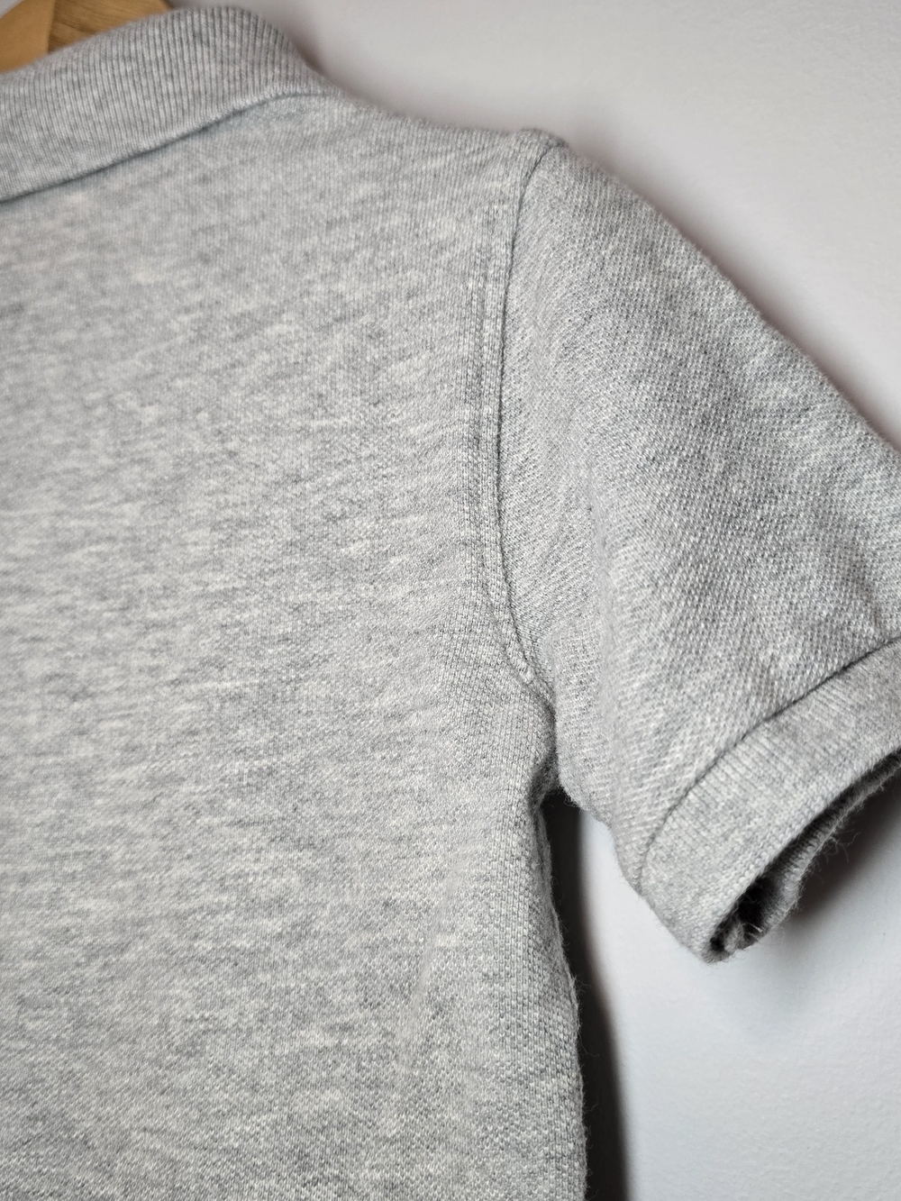 GAP Boys' Light Gray Cotton Polo Shirt with Bear Patch - Picture 6 of 7